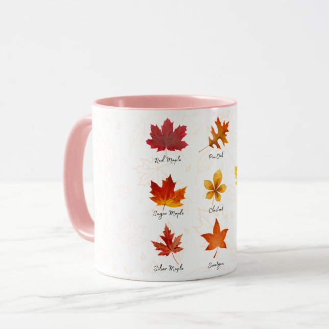 Mug en céramique personnalisée, Feuilles d'automne (Devant gauche)