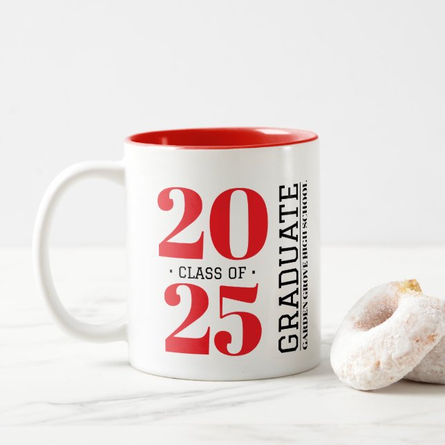 Mug en céramique simple moderne RED Graduation (Avec donut)