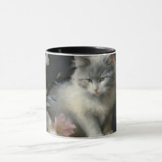 Mug En Compagnie De Fleurs Gris et Blanc Kitten