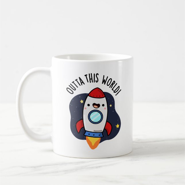 Mug En-Dehors De Ce Monde Drôle Rocket Pun (Gauche)