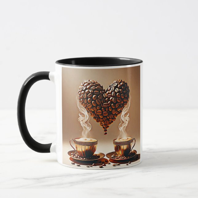 Mug en forme de coeur romantique - Cadeau parfait  (Gauche)