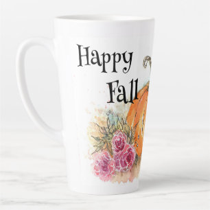 Mug en latte citrouille et fleur