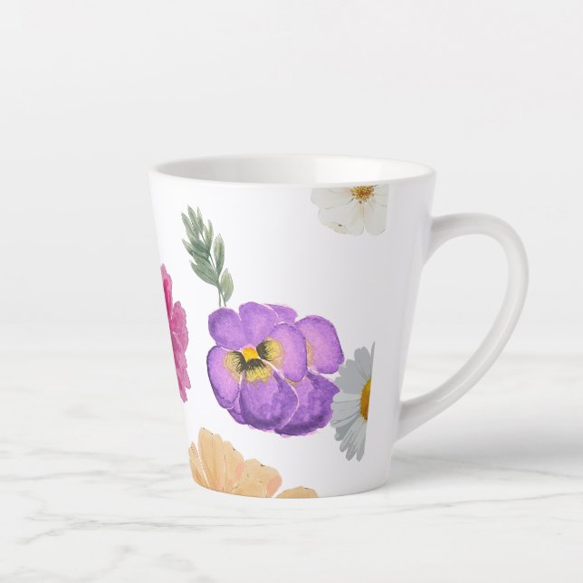 Mug en latte de fleur coloré (Droite)