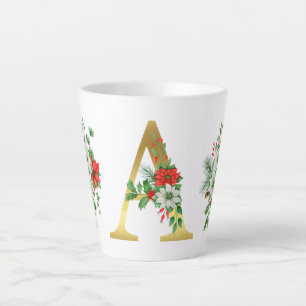 Mug en latte de Noël monogramme - Elégante lettre 
