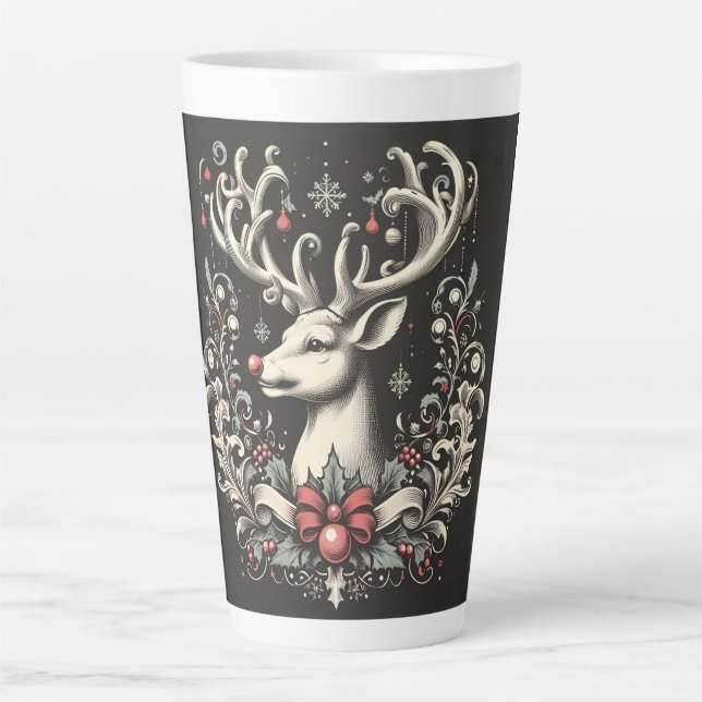 Mug en latte de rennes monochromes (Devant)