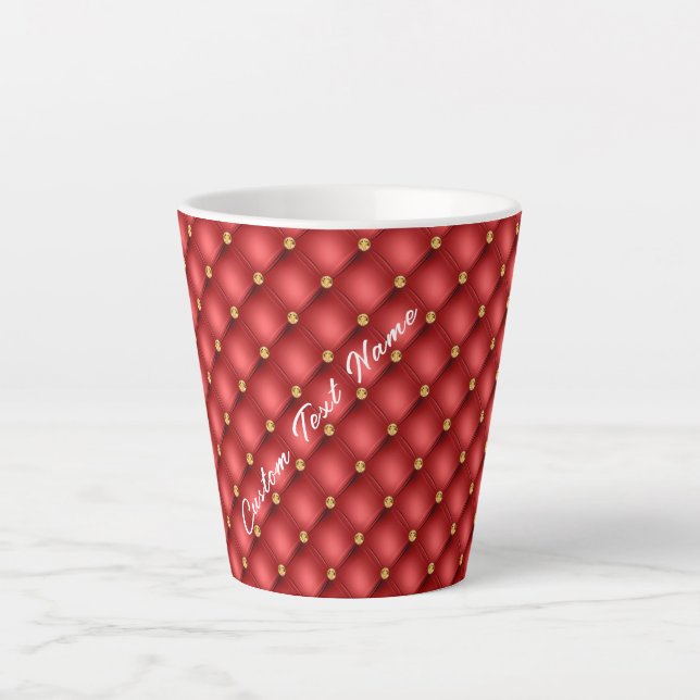 Mug en latte en pierre rouge or avec texte personn (Devant)