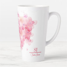Mug en latte monogramme personnalisé | Floral mode