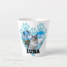 Mug en latte photo de chat personnalisé avec nom