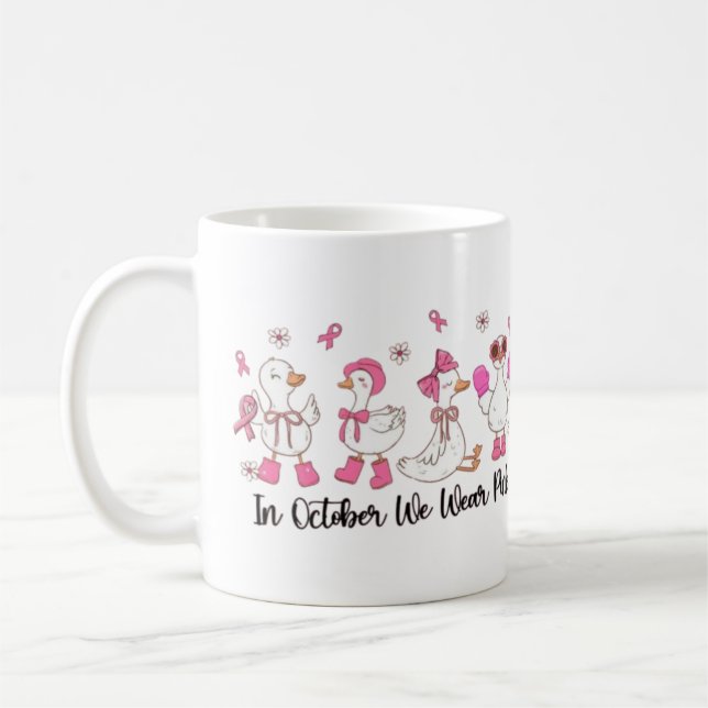 Mug En Octobre Nous Portons Pink Duck Design 🎀 🦆 💗 (Gauche)