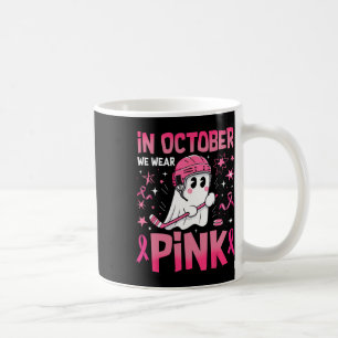 Mug En Octobre Nous Portons Rose Ghost Hockey Cancer d
