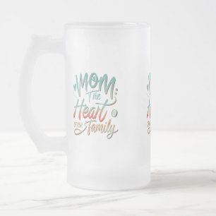 Mug en verre dépoli 16 oz - "Maman : le coeur de n