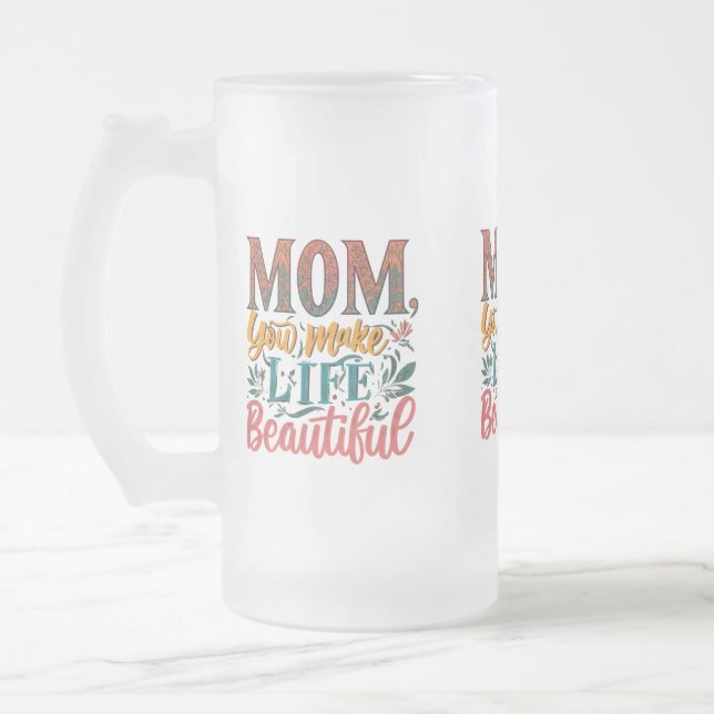 Mug en verre dépoli 16 oz - "Maman, tu fais la vie (Gauche)