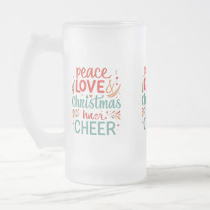 Mug en verre dépoli 16 oz - Paix, Amour et Noël
