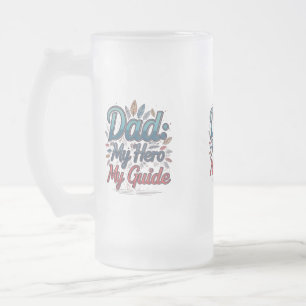 Mug en verre dépoli - 16 oz : "Papa : Mon héros, m