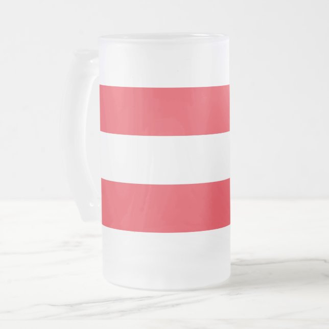 Mug en verre dépoli avec drapeau d'Autriche (Devant gauche)