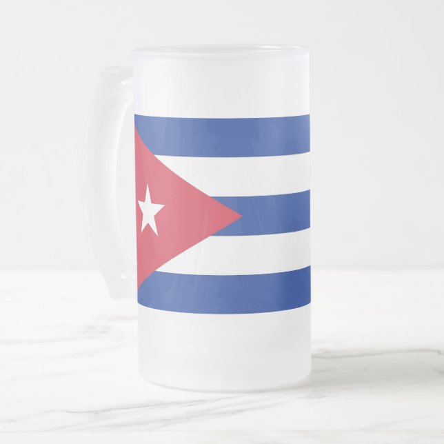 Mug en verre dépoli avec drapeau de Cuba (Devant gauche)
