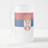 Mug en verre dépoli avec drapeau de la Serbie