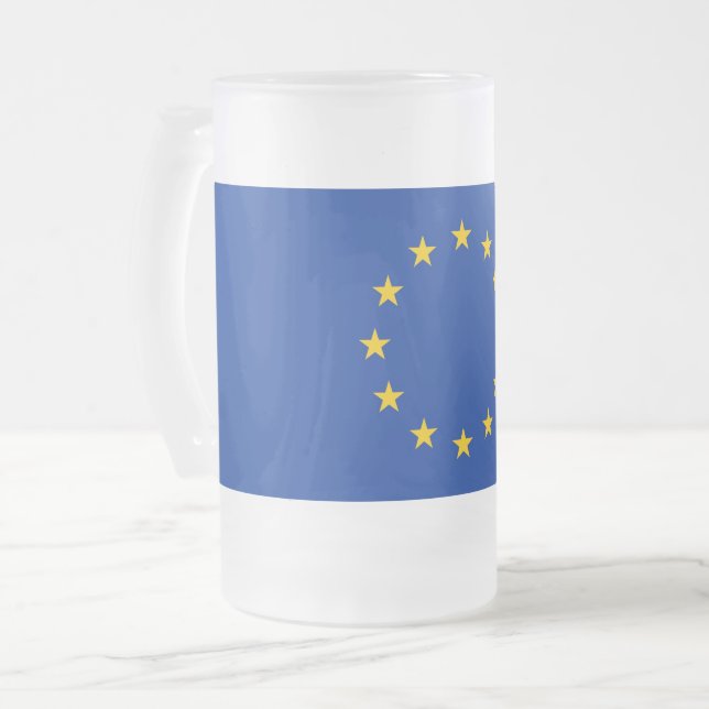 Mug en verre dépoli avec drapeau de l'Europe (Devant gauche)