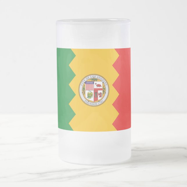 Mug en verre dépoli avec drapeau de Los Angeles (Centre)