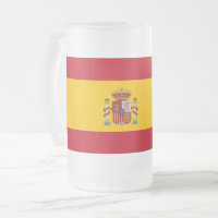 Mug en verre dépoli avec drapeau d'Espagne