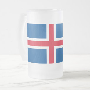 Mug en verre dépoli avec drapeau d'Islande