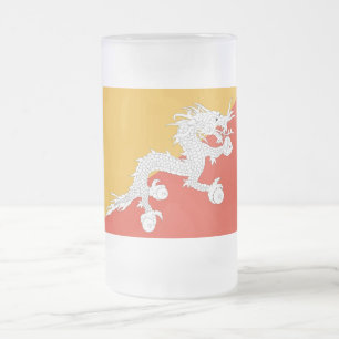 Mug en verre dépoli avec drapeau du Bhoutan
