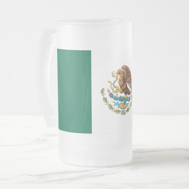 Mug en verre dépoli avec drapeau du Mexique (Devant gauche)
