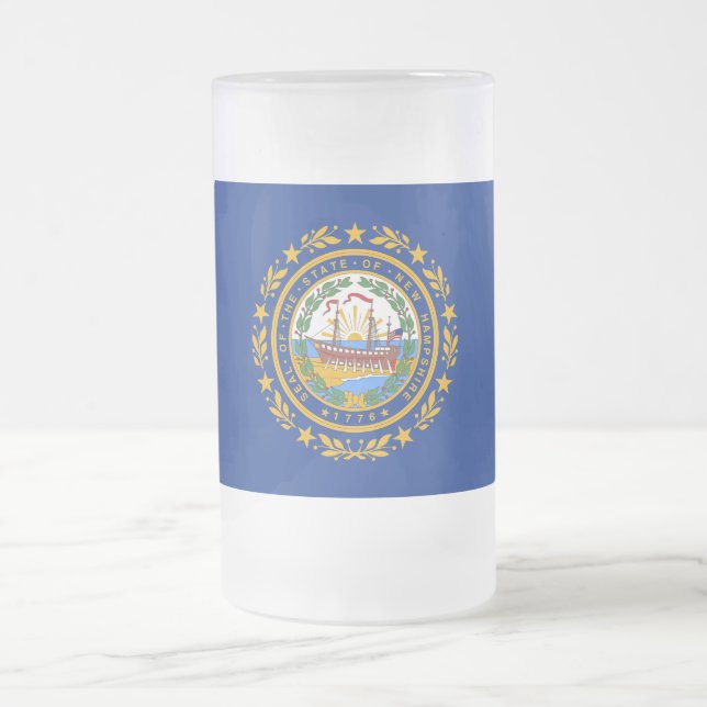 Mug en verre dépoli avec drapeau du New Hampshire (Centre)
