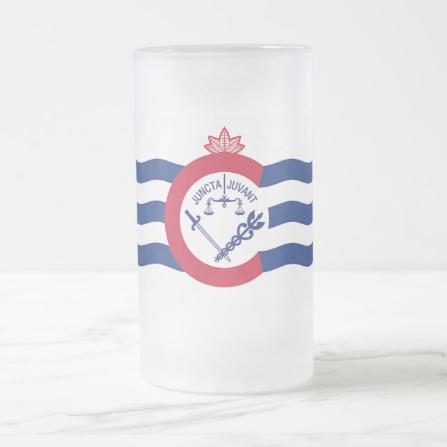Mug en verre dépoli avec le drapeau de Cincinnati, (Centre)
