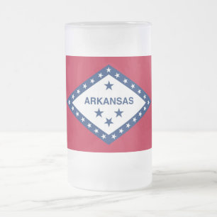 Mug en verre dépoli avec le drapeau de l'Arkansas,