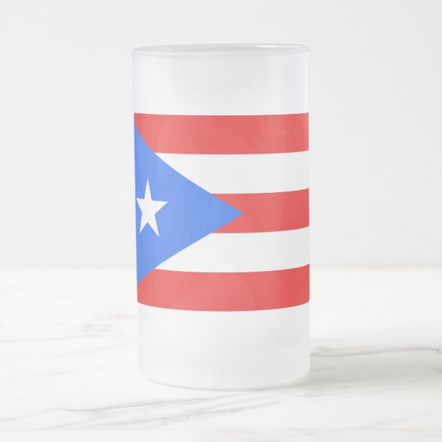 Mug en verre dépoli avec le drapeau de Porto Rico, (Centre)