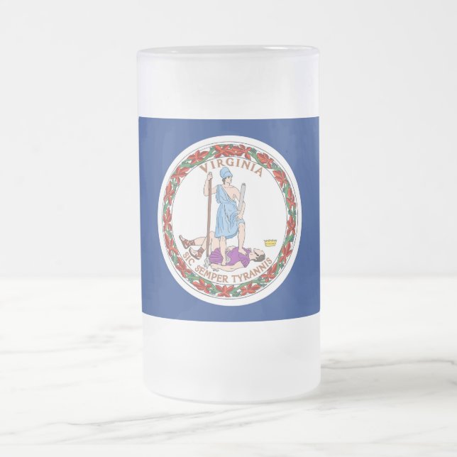 Mug en verre dépoli avec le drapeau de Virginie, U (Centre)