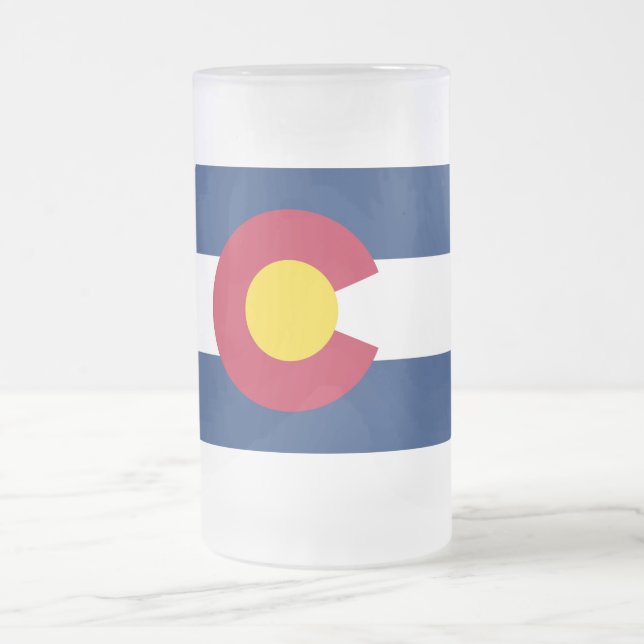 Mug en verre dépoli avec le drapeau du Colorado, U (Centre)