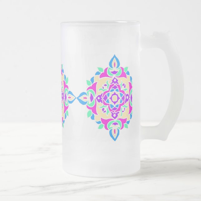 Mug en verre dépoli avec Motif Rangoli (Droit)