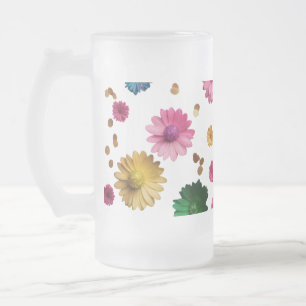 Mug en verre dépoli - Design d'explosion florale (