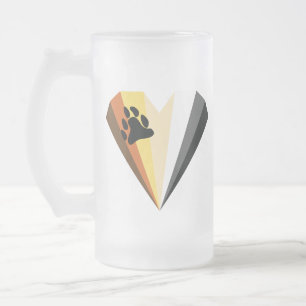 Mug en verre givré à motif de coeur et ours fier