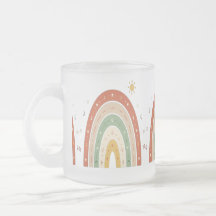 Mug en verre givré arc-en-ciel bohème ou Ea mignon