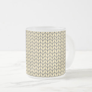 Mug en verre givré tricot crème noir
