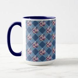 Mug En vichy bleu et bleu violet Floral Pays