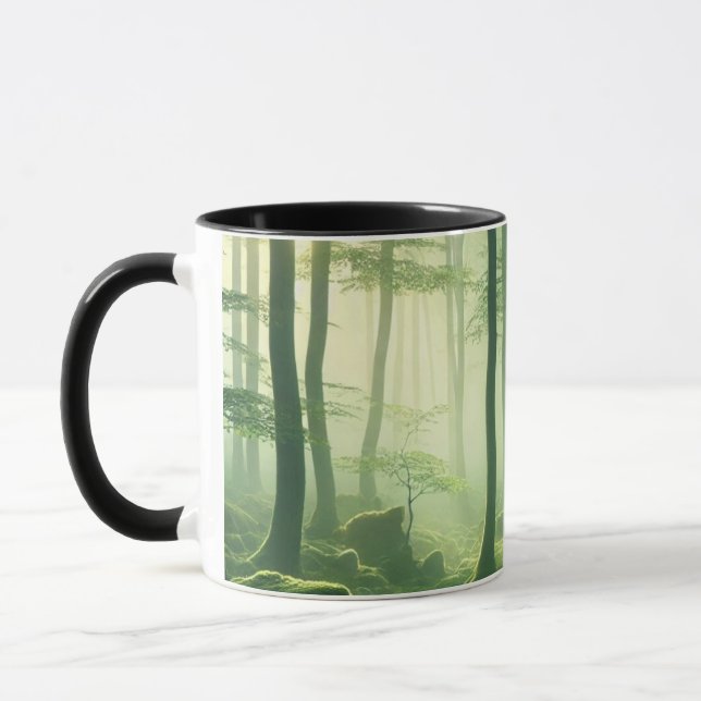 Mug Enchanted Misty Forest Serene Green Woodland Scene (Gauche)
