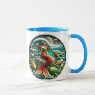 Mug Enchanter une sirène assise sur un rocher sous une