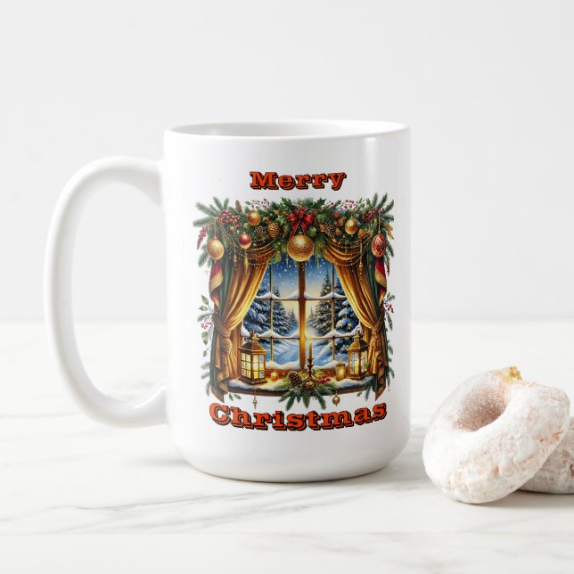 Mug Enchanter une vue d'hiver festive (Avec donut)