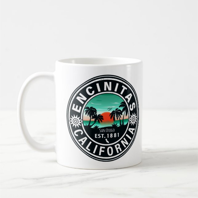 Mug Encinitas California Retro Sunset Souvenirs 80s (Gauche)