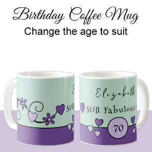 Mug Encore fabuleux à 70 nom vert violet
