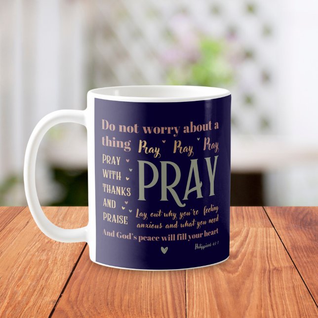 Mug Encouragement de la Bible chrétienne Inquiéter Pra (Créateur téléchargé)