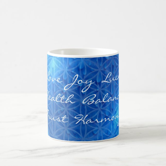 Mug Énergie de l'eau avec fleur de vie | mélange de mo (Centre)