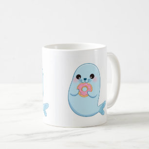 Mug Enfants avec un Phoque Bleu Mignon et un Beign