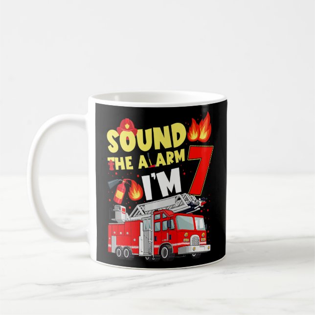 Mug Enfants Camion d'incendie 7e anniversaire Garçon p (Gauche)