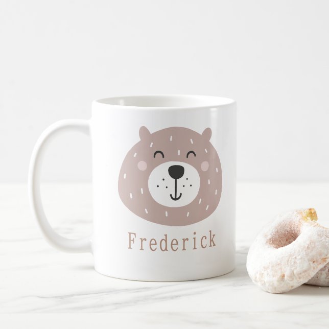 Mug Enfants Cute Ours Scandi Nom Personnalisé (Avec donut)