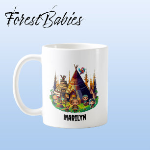 Mug Enfants indiens indigènes d'Amérique, Tipis & Anim